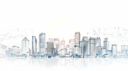 Naklejka premium Concept Smart city for web page, banner, presentation, social media. Smart city concept with different icon and elements. city design technology for living.