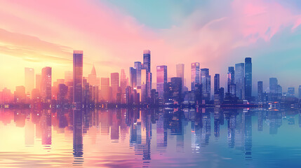 Fototapeta premium Concept Smart city for web page, banner, presentation, social media. Smart city concept with different icon and elements. city design technology for living.