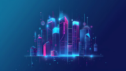 Concept Smart city for web page, banner, presentation, social media. Smart city concept with different icon and elements. city design technology for living.