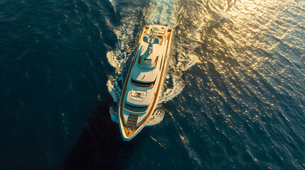 Yatch boat in the sea drone view
