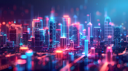 Obraz premium Concept Smart city for web page, banner, presentation, social media. Smart city concept with different icon and elements. city design technology for living.