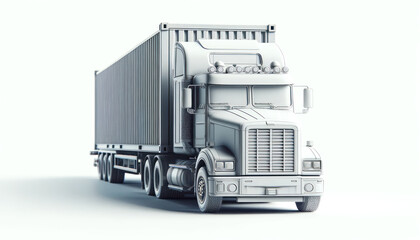 3D illustration of a container truck isolated on a white background