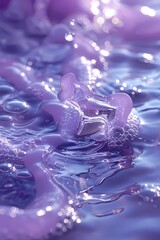 Transparent gel texture on purple background luxury beauty treatment toned amethyst orchid