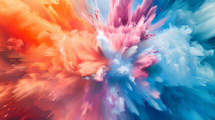 Abstract colorful powder explosion in space