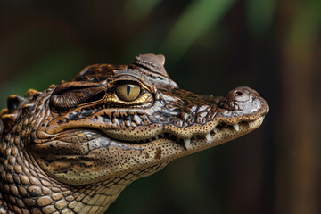 Fototapeta premium Close-Up of a Young Caiman in its Natural Habitat