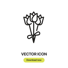 Flower Bouquet icon vector. Linear-style sign for mobile concept and web design. Flower Bouquet symbol illustration. Pixel vector graphics - Vector.