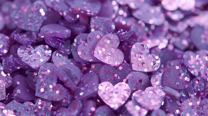 Lilac Shiny Glitter Hearts Shiny. Background or Wallpaper