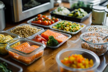 Healthy Meal Prep Containers With Fresh Ingredients For Balanced Eating. Generative AI
