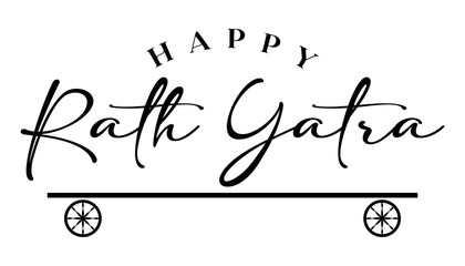 Happy Rath Yatra lettering lord jagannath hindu festival vector illustration.