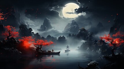 Chinese style fantasy scenes.