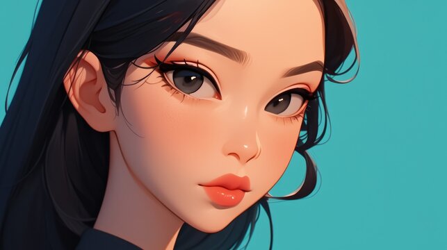 Illustration of a female Asian cartoon character in 2d form