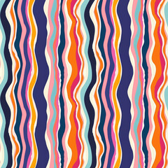 Multicolored  seamlessstriped wallpaper with wavy lines