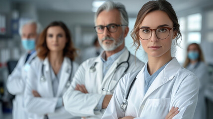 Fototapeta premium Group of doctors standing in hospital