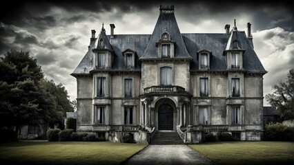 Obraz premium old abandoned mansion in ominous colors