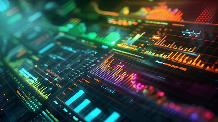 Obraz premium Dynamic financial data visualization showcasing market trends and analytics,Finance, trade, analytics and infographic concepts
