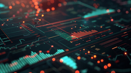 Obraz premium Dynamic financial data visualization showcasing market trends and analytics,Finance, trade, analytics and infographic concepts