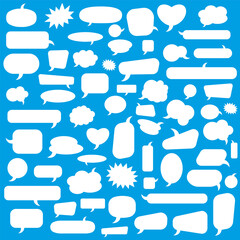 Different bubbles for communication. Set of bubbles on a blue background. Bubbles for comics.