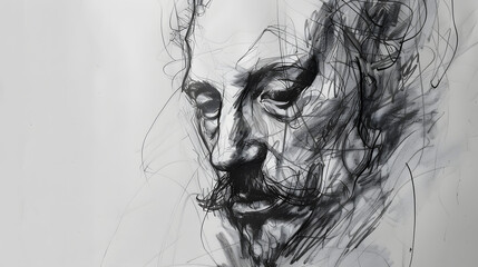 pencil sketch of William Shakespeare, simplified, quick sketch