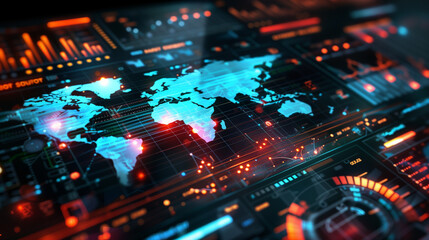 Fototapeta premium Dynamic financial data visualization showcasing market trends and analytics,Finance, trade, analytics and infographic concepts