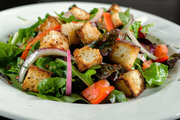 Fresh Garden Salad with Croutons