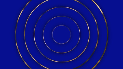 Blue golden luxury circular seamless looped animated background. 3d circle rings minimal animation for presentation, event party text backdrop. Black friday sale. Music dark illustration.blue frame 4K
