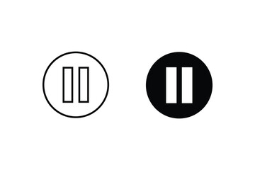 pause Icon for Graphic Design Projects in trendy flat style design isolated on white background. icon vector in outline and solid black