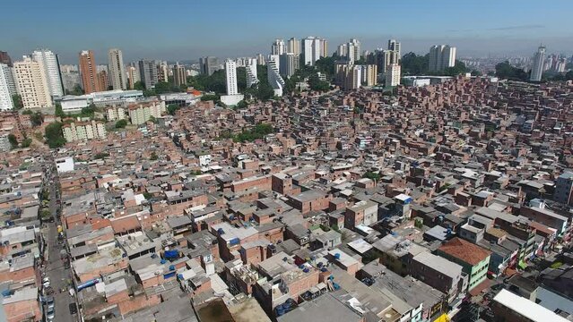 Aerial view of Parais&oacute;polis Favela - S&atilde;o Paulo, Brazil