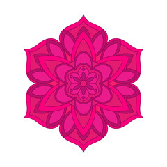 Asian colorful floral mandala. Vector ethnic circular ornament. Stylish design in pink shades
