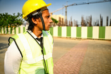 Thoughtful Construction worker at a building site