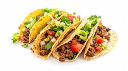 mexican food taco isolated on white background. generative ai