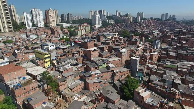 Aerial view of Parais&oacute;polis Favela - S&atilde;o Paulo, Brazil