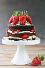 mini cakes with cream and fresh berries dessert