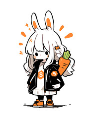 小兔子女孩和胡萝卜