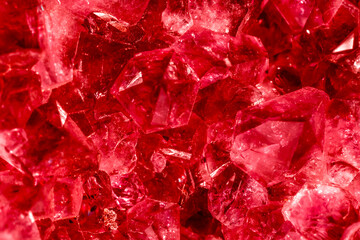 Amethyst red crystals. Gems. Mineral crystals in the natural environment. Texture of precious and...