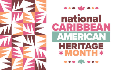 Fototapeta premium Caribbean American Heritage Month in June. Culture Month to the people of America. Celebrate annual with festival. Happy holiday. Poster, card, banner and background. Vector illustration