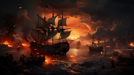 Obraz premium Cruel war scenes, digital painting.