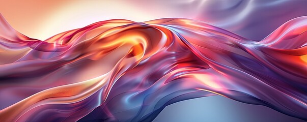 Obraz premium 3D abstract design with smooth, flowing curves and a multi-color gradient background