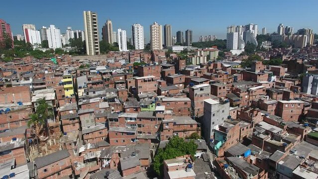 Aerial view of Parais&oacute;polis Favela - S&atilde;o Paulo, Brazil