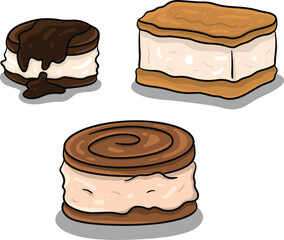 Ice Cream Sandwich Food Illustration