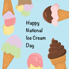 Happy National Ice Cream Day Illustration