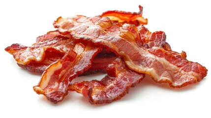 Obraz premium Collection of Cooked bacon rashers isolated on background white