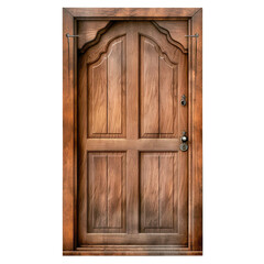 old wooden door, on transparent background, clipping path, png