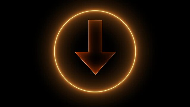 Neon direction Arrow Symbol. Animation downloading arrow. Loading and processing animation.
