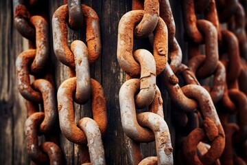 Fototapeta premium rusty chain links closeup