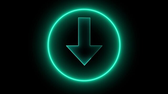 Neon direction Arrow Symbol. Animation downloading arrow. Loading and processing animation.