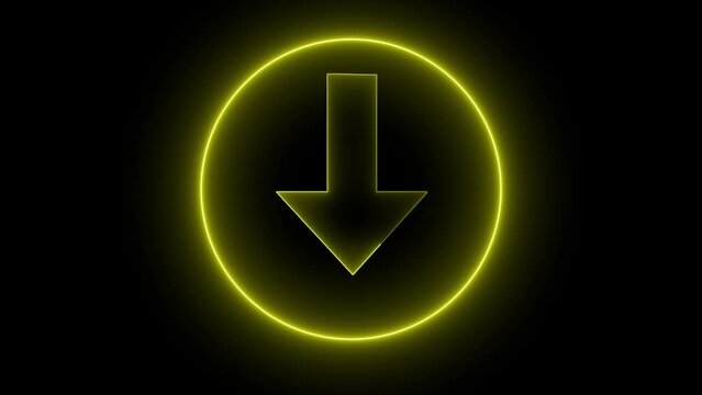 Neon direction Arrow Symbol. Animation downloading arrow. Loading and processing animation.