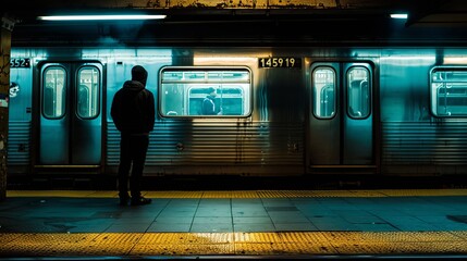 Street Photography of Man Waiting for Train in New York