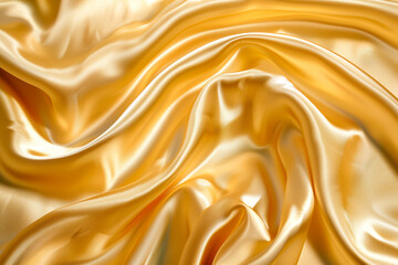 Fototapeta premium Gold metallic silk flowing wave luxury trendy background. Background for presentation