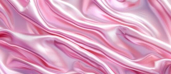 Obraz premium Pink metallic silk flowing wave luxury trendy background. Background for presentation