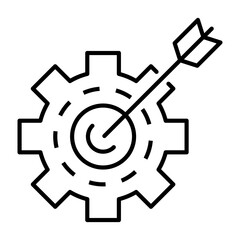 Achievement goal and cogwheel icon, solution and business, problem solving icon